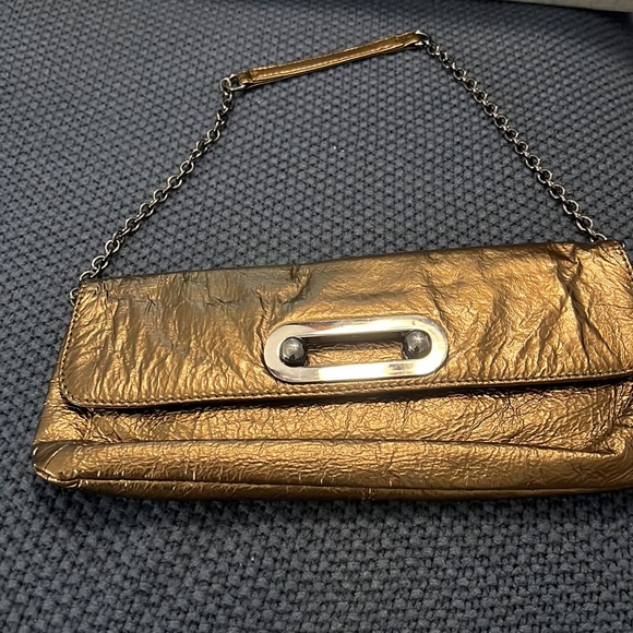 HOBO Int’l Alicia Bronze leather clutch w/chain strap small shoulder indie boho - Picture 2 of 11